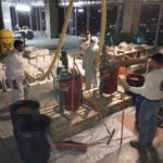 Mixing the concrete overlay in HIPPO mixers