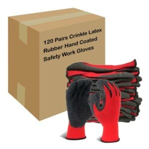 Evridwear Red Crinkle Latex Work Gloves 12-Pack