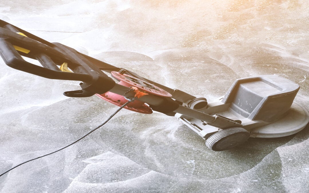 Grinding concrete with a special grinder, concrete processing