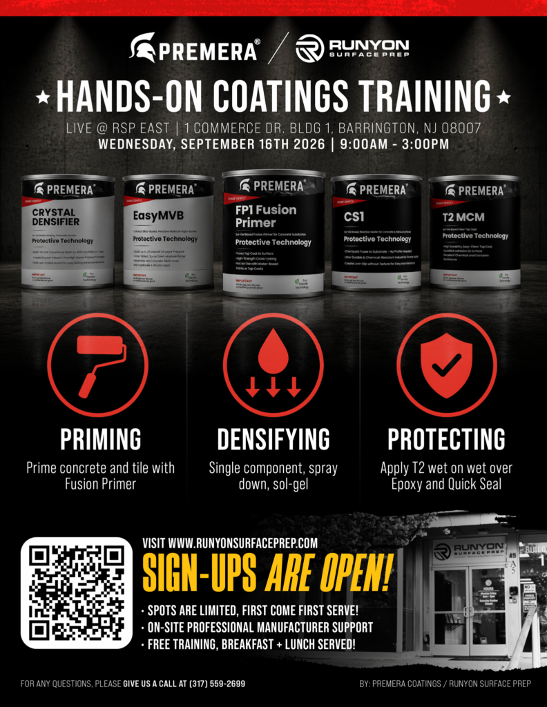 RUNYON SURFACE PREP EAST PREMERA HANDS-ON TRAINING